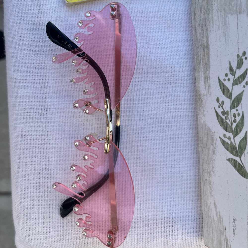 Hot Topic Pink Crystal Sunglasses